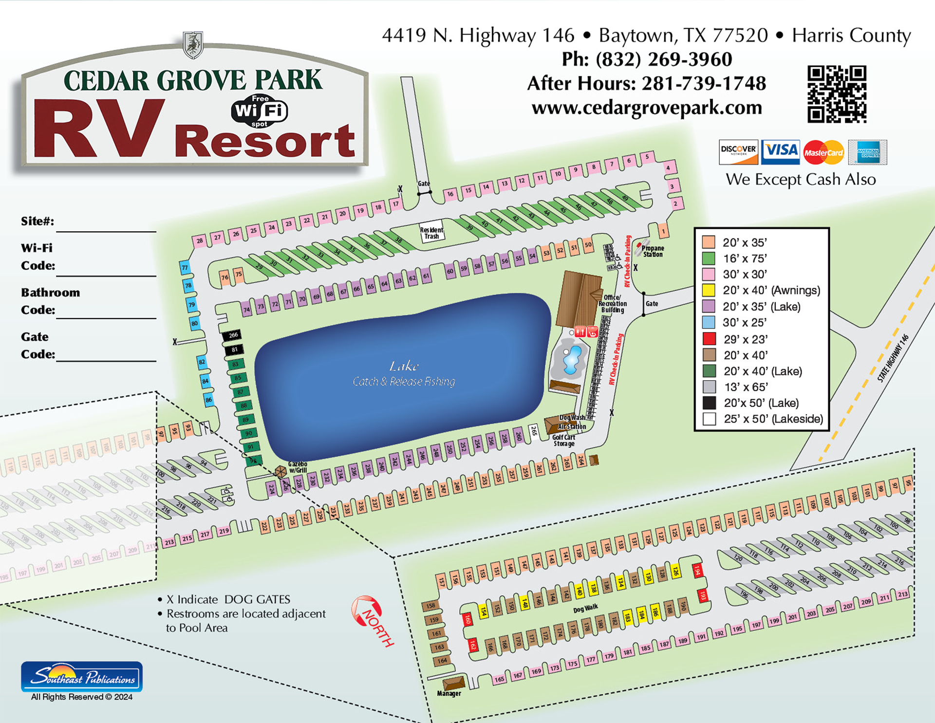 Cedar Grove Park RV Resort Map - Baytown TX
